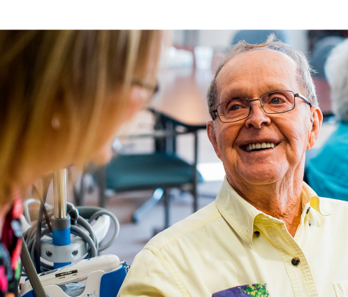 Client and staff member at the Geriatric Assessment and Rehabilitative Care Unit of St. Joseph’s Care Group, St. Joseph’s Hospital, Thunder Bay.